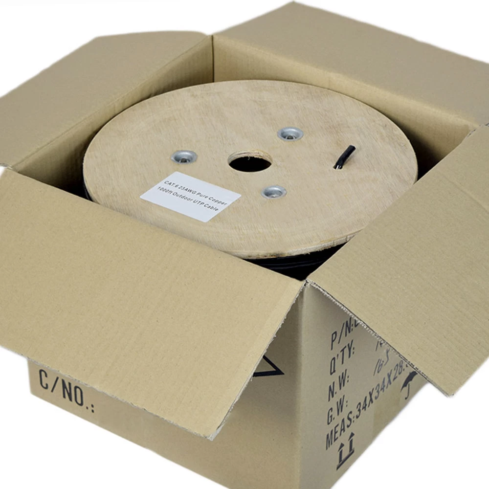 Black 1,000ft Cat6 Full Copper Outdoor Ethernet Cable - Image 2