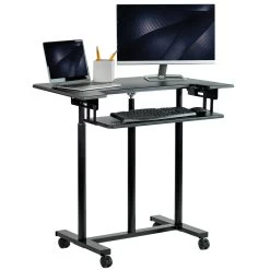 Black 35" Mobile Computer Workstation