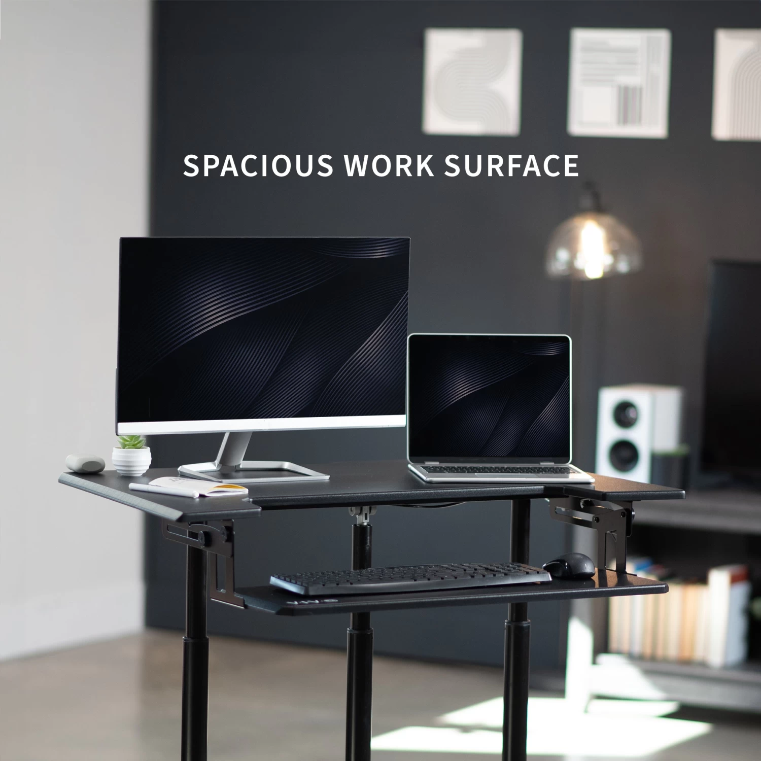 Black 35" Mobile Computer Workstation - Image 4