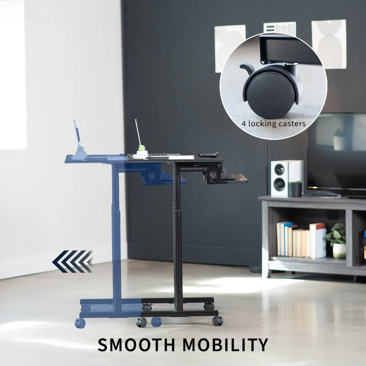 Black 35" Mobile Computer Workstation - Image 5