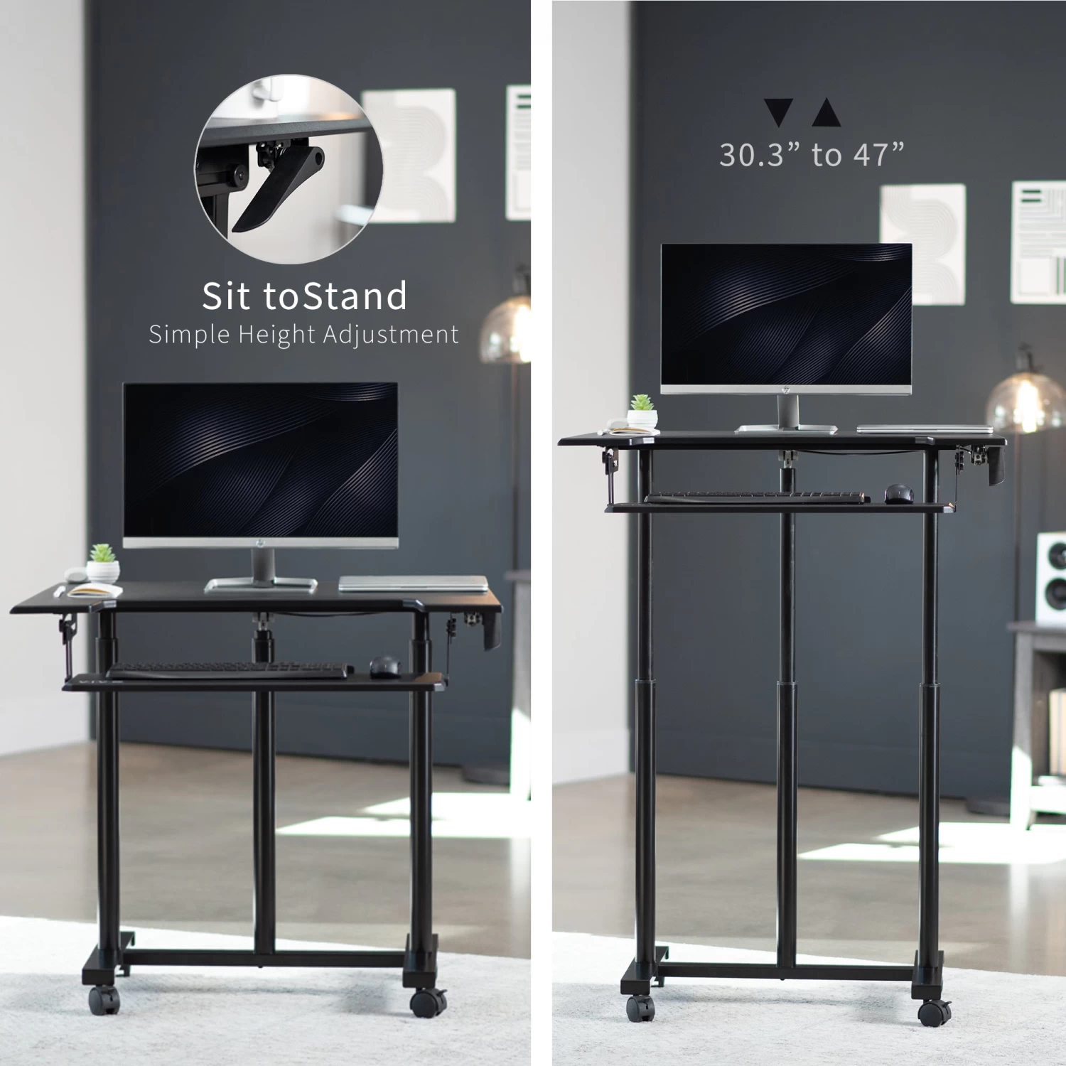 Black 35" Mobile Computer Workstation - Image 6