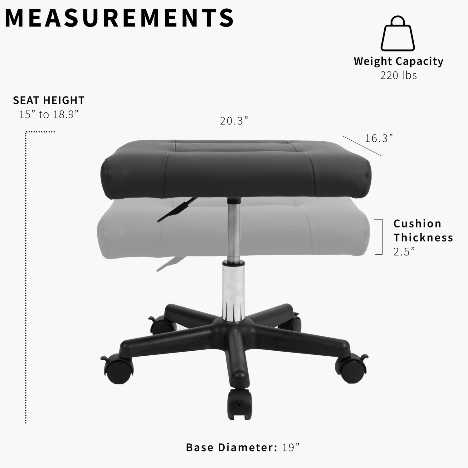 Black 2-in-1 Footrest & Ergonomic Desk Stool - Image 4