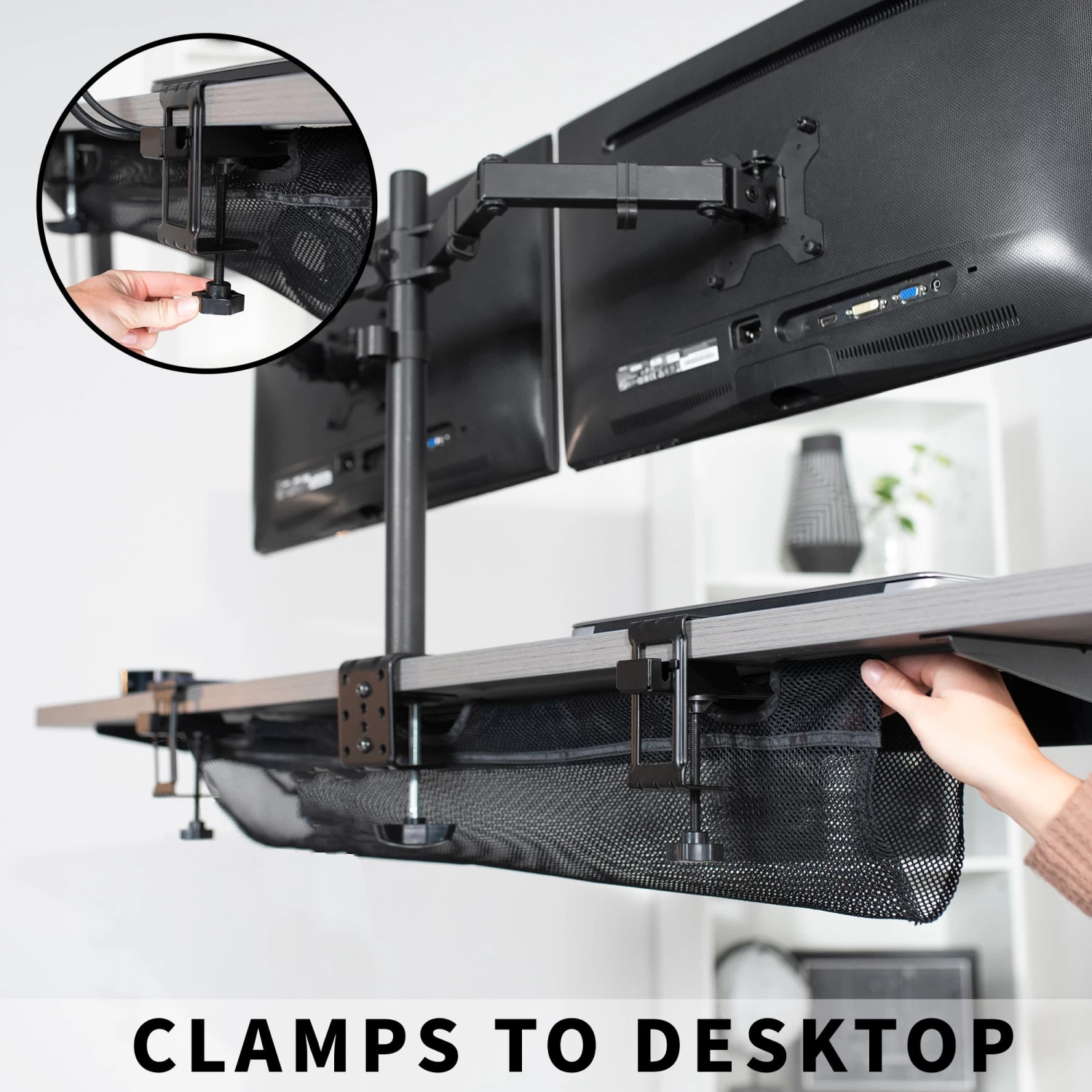 Clamp-on Under Desk Mesh Cable Management - Image 3