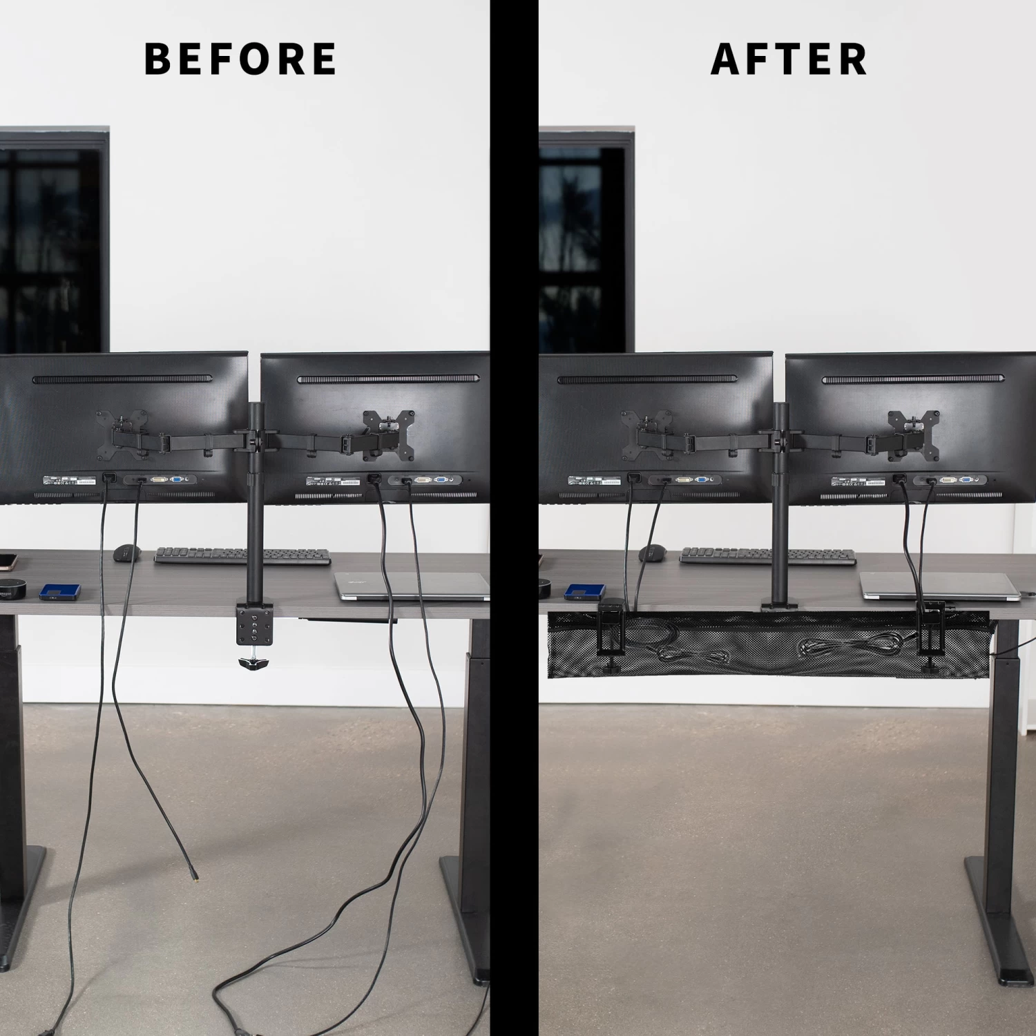 Clamp-on Under Desk Mesh Cable Management - Image 5