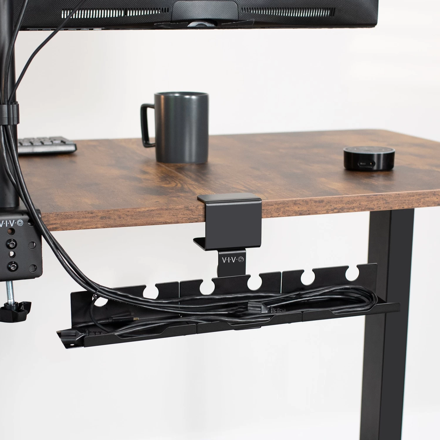 Black Clamp-on Modular Cable Management Tray - Image 2