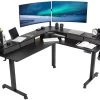 Two Tier 63" X 55" Corner Electric Desk With Storage