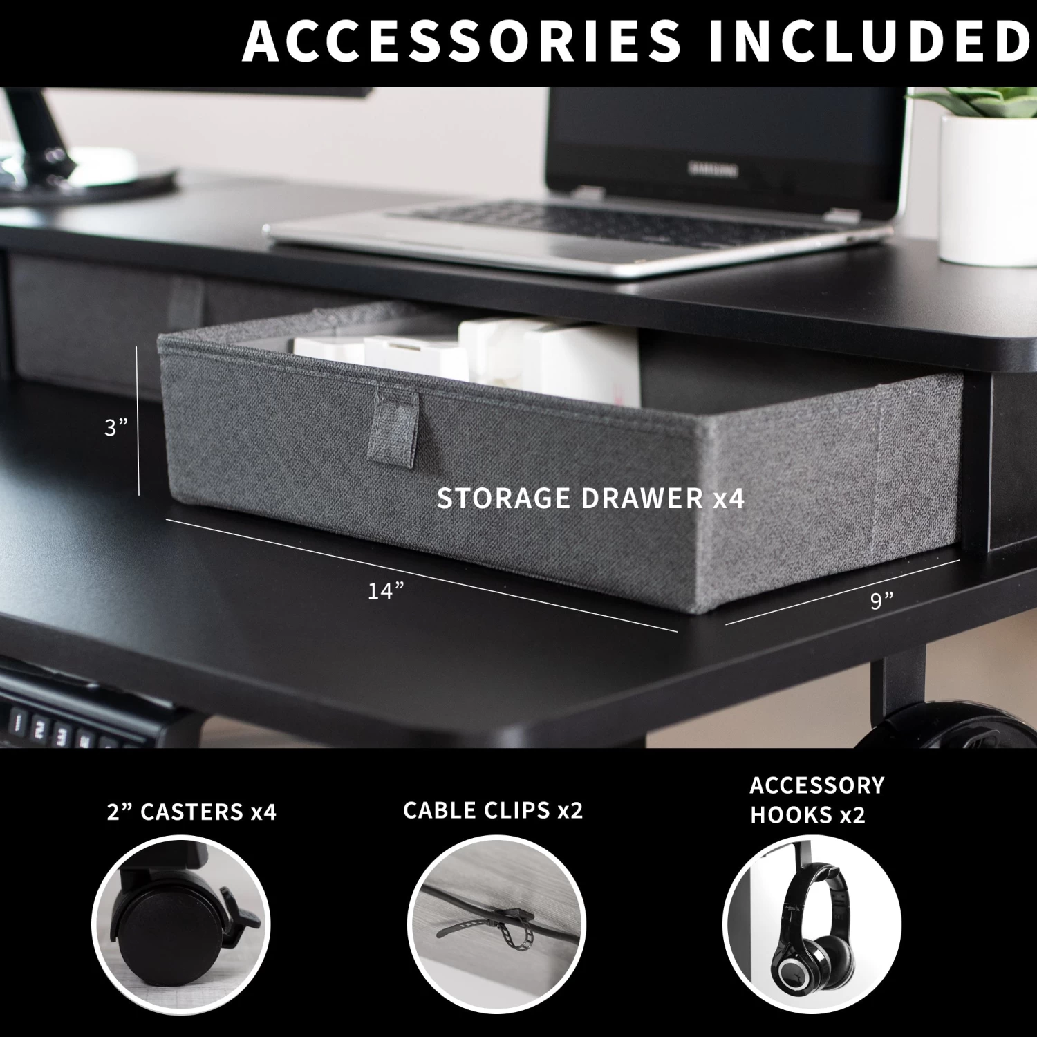 Two Tier 63" X 55" Corner Electric Desk With Storage - Image 5