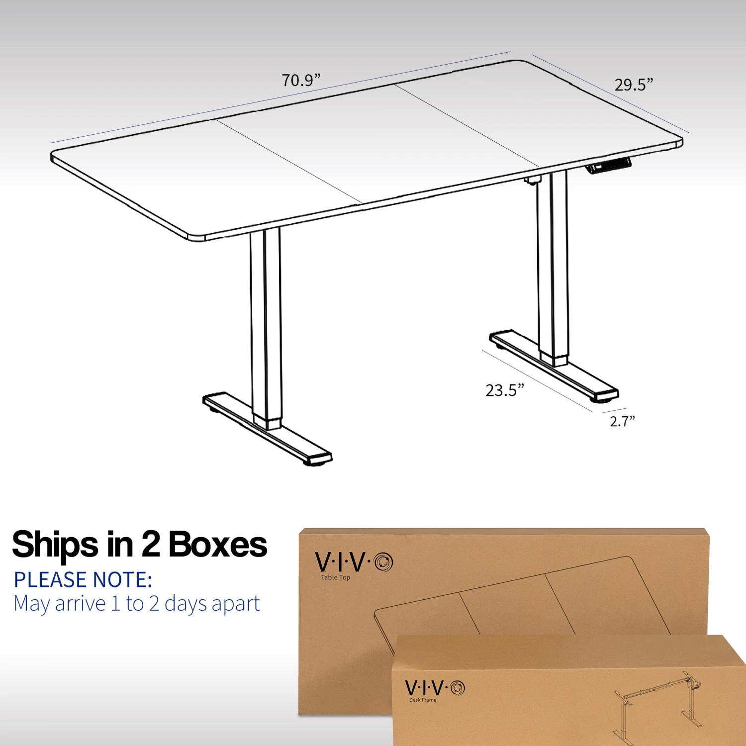 71" X 30" Electric Desk With Push Button Memory Controller - Image 5