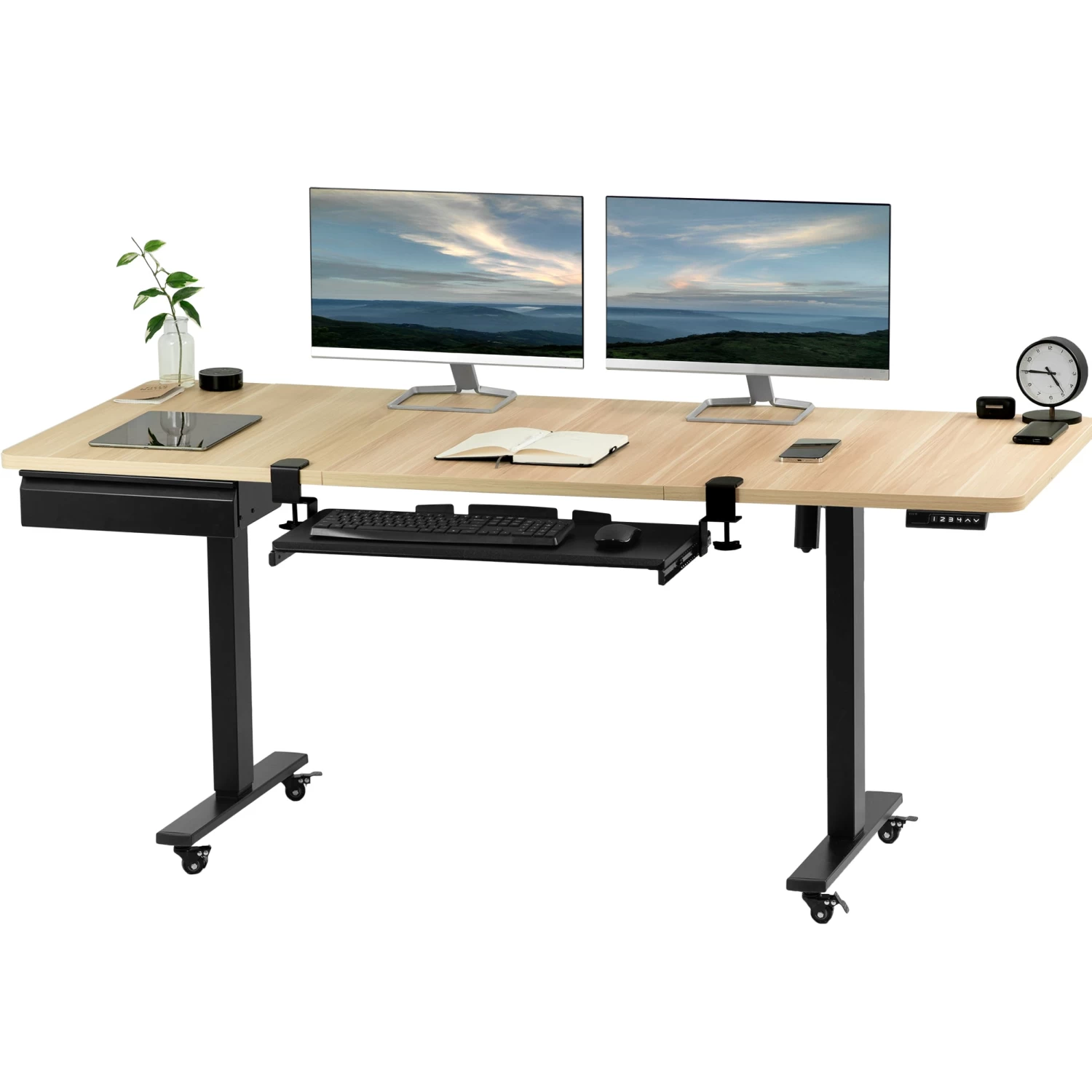 71" X 30" Electric Desk With Keyboard Tray & Drawer Accessory Kit - Image 9