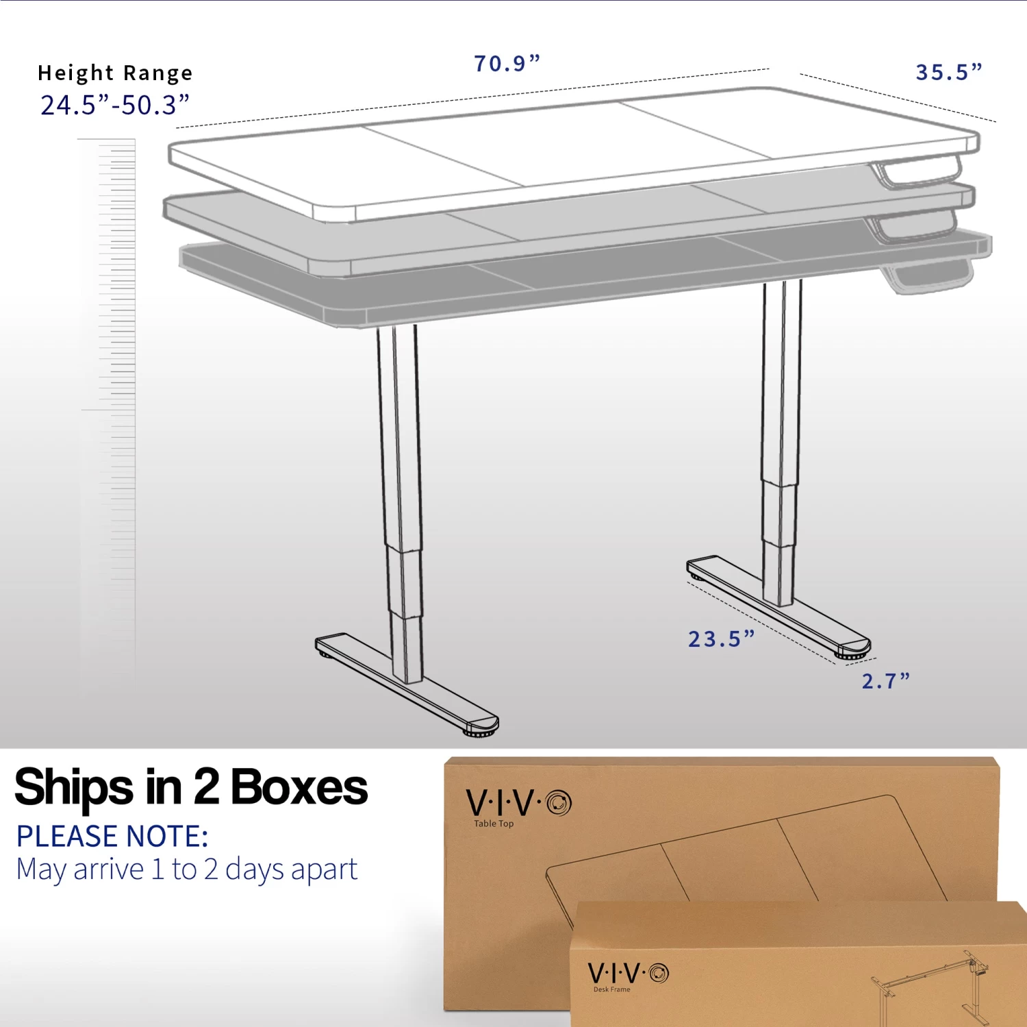 71" X 36" Electric Desk With Push Button Memory Controller - Image 5