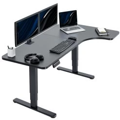 Black Reversible Corner 58" X 35" Dual Motor Electric Desk