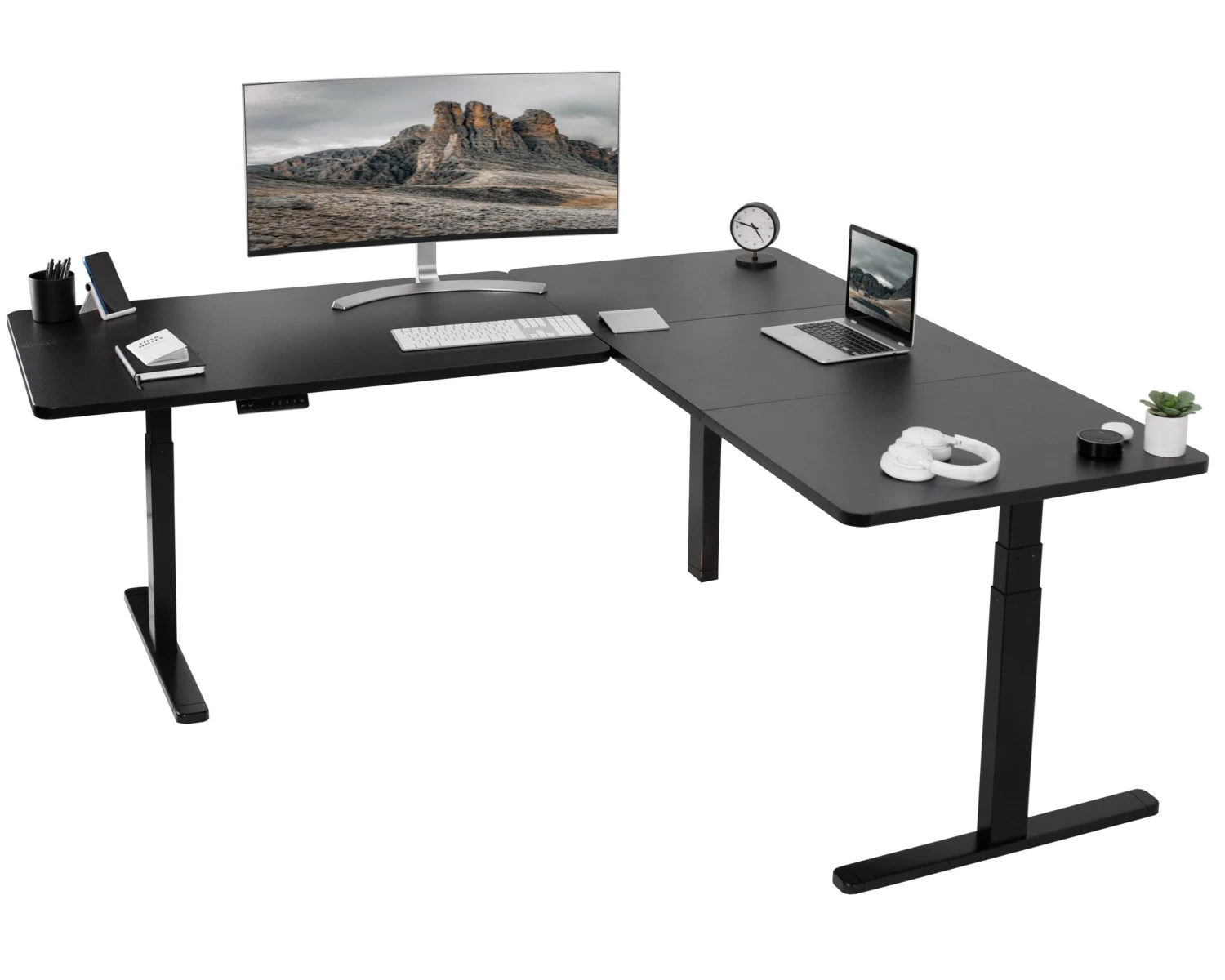 Corner 77" X 71" Electric Desk With Push Button Memory Controller