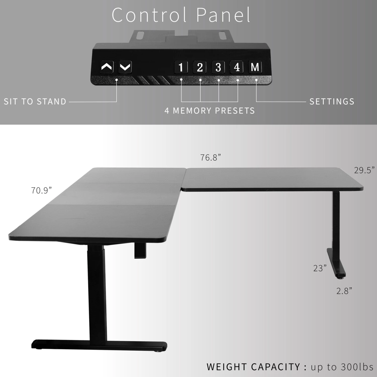 Corner 77" X 71" Electric Desk With Push Button Memory Controller - Image 5