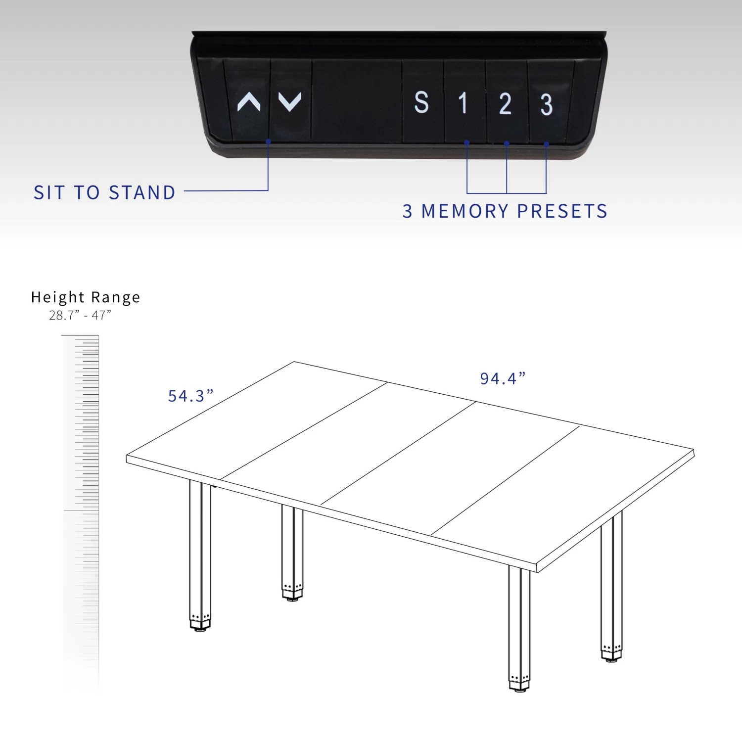 95" X 55" Dual Motor Electric 4-Leg Desk With Square Corner Top - Image 5