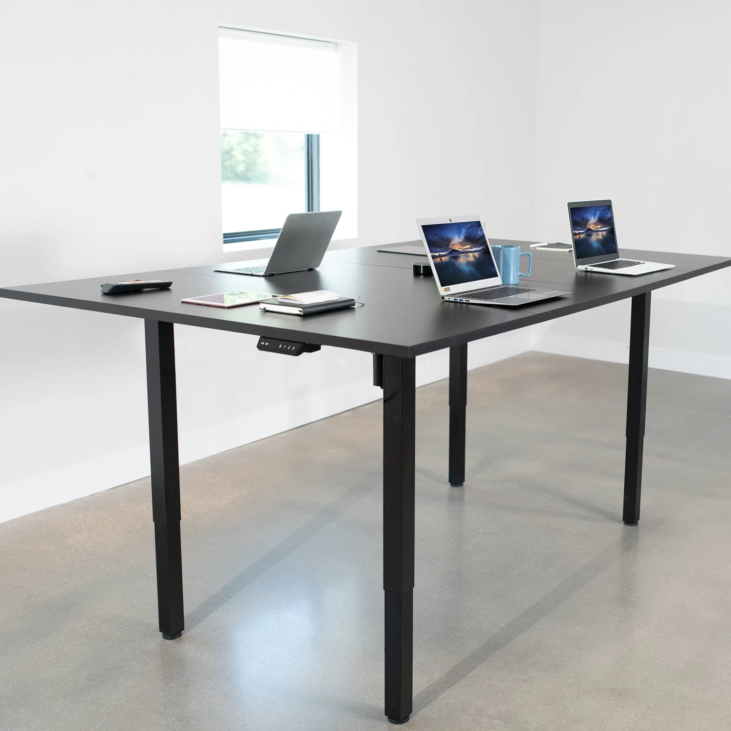 95" X 55" Dual Motor Electric 4-Leg Desk With Square Corner Top - Image 6