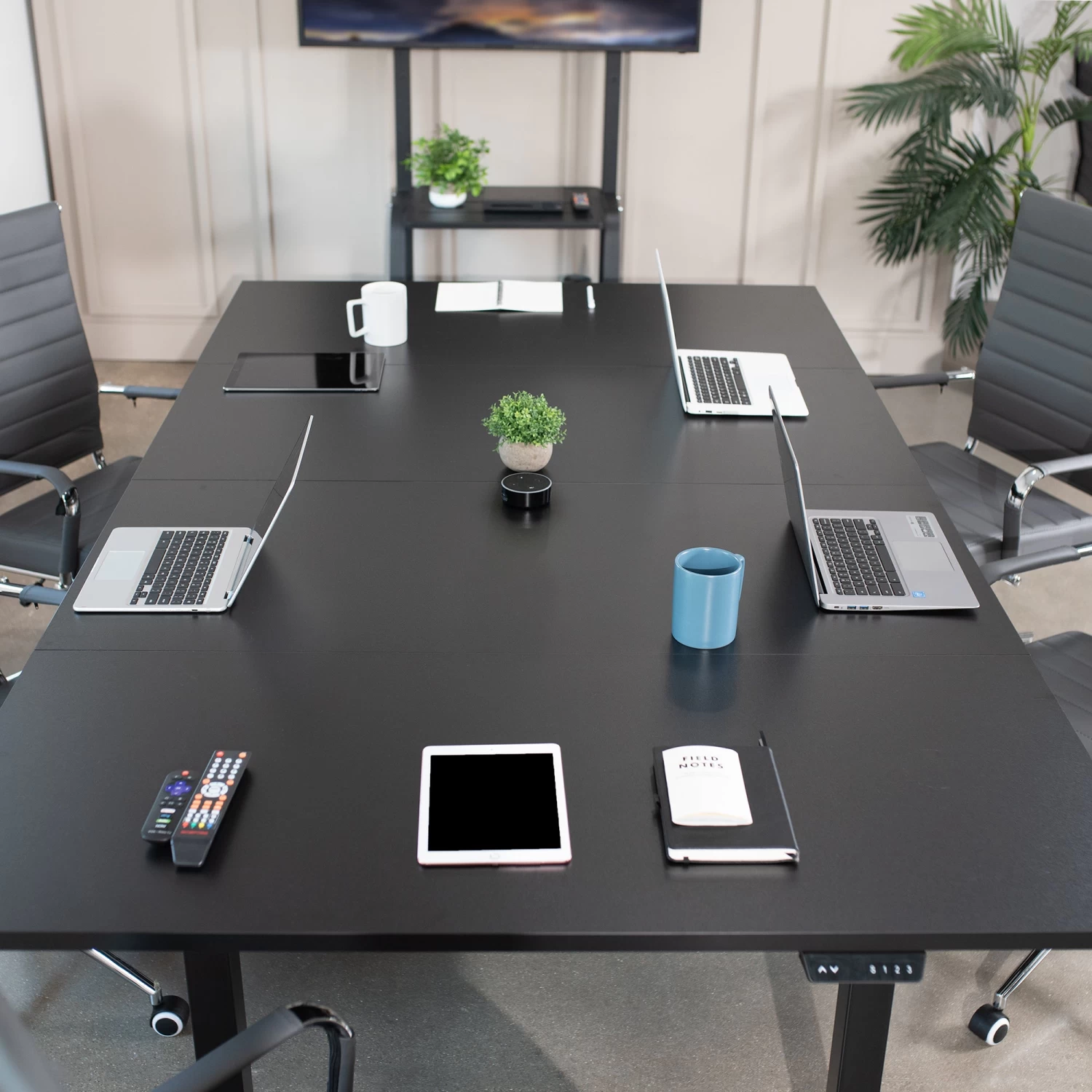 95" X 55" Dual Motor Electric 4-Leg Desk With Square Corner Top - Image 7