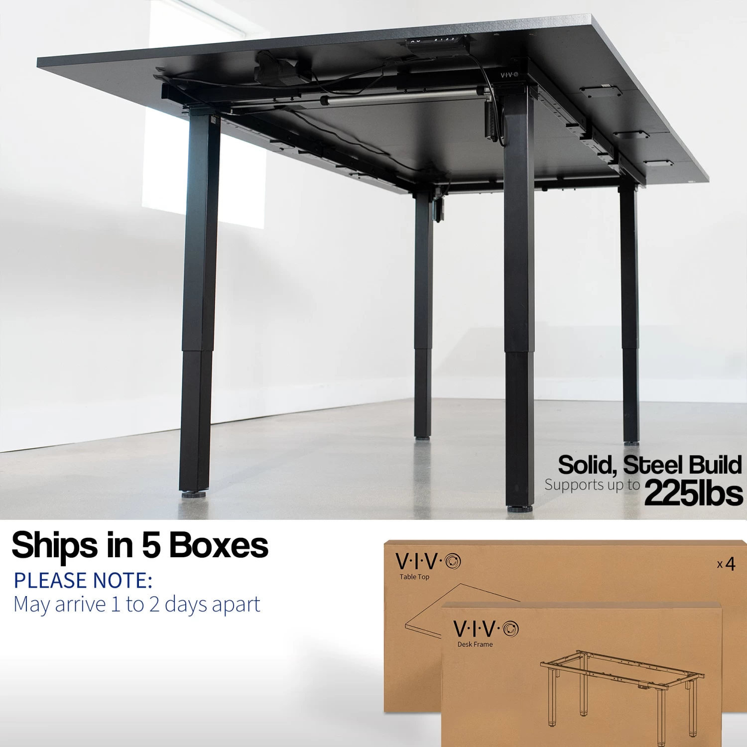 95" X 55" Dual Motor Electric 4-Leg Desk With Square Corner Top - Image 3