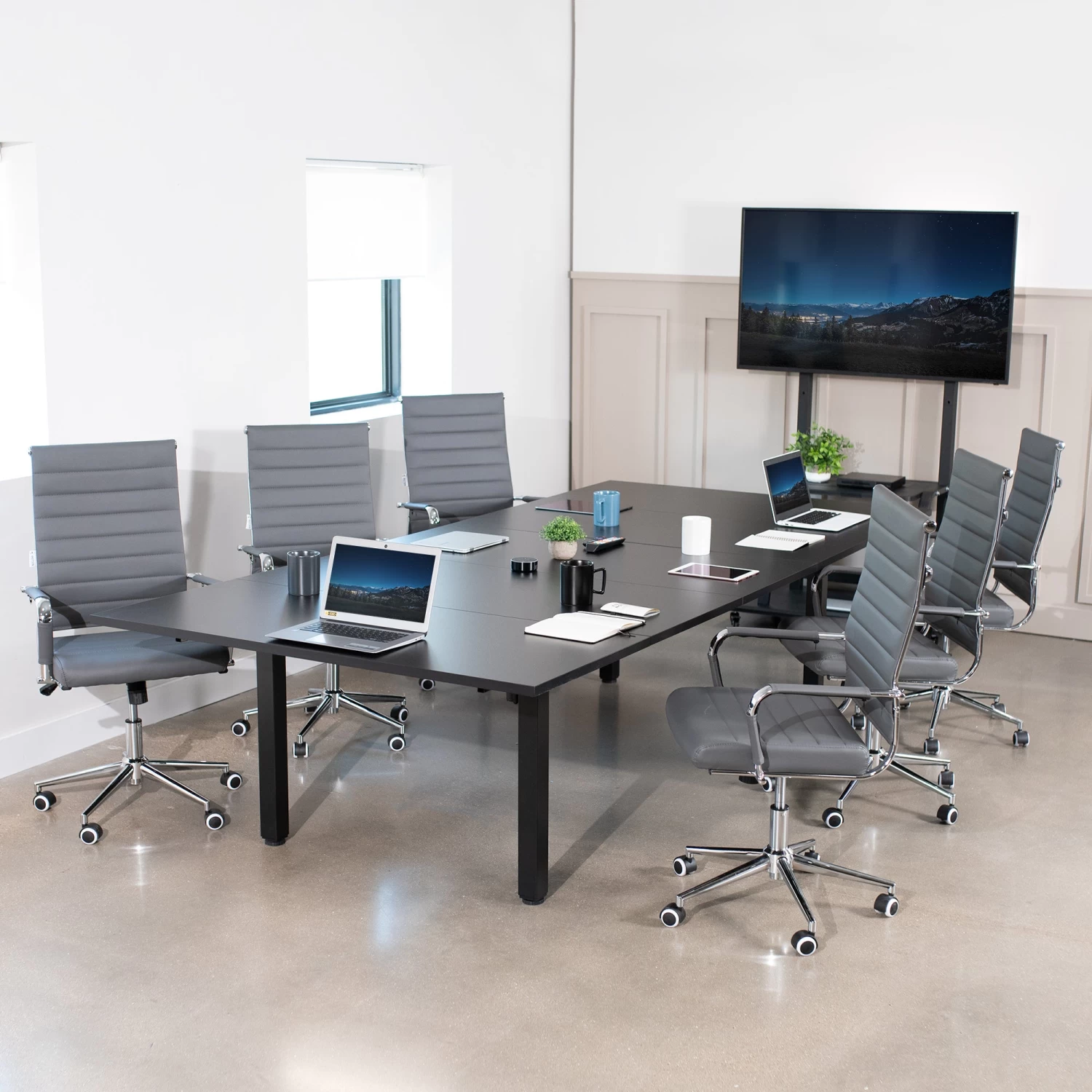 118" X 55" Dual Motor Electric 4-Leg Desk With Square Corner Top - Image 2