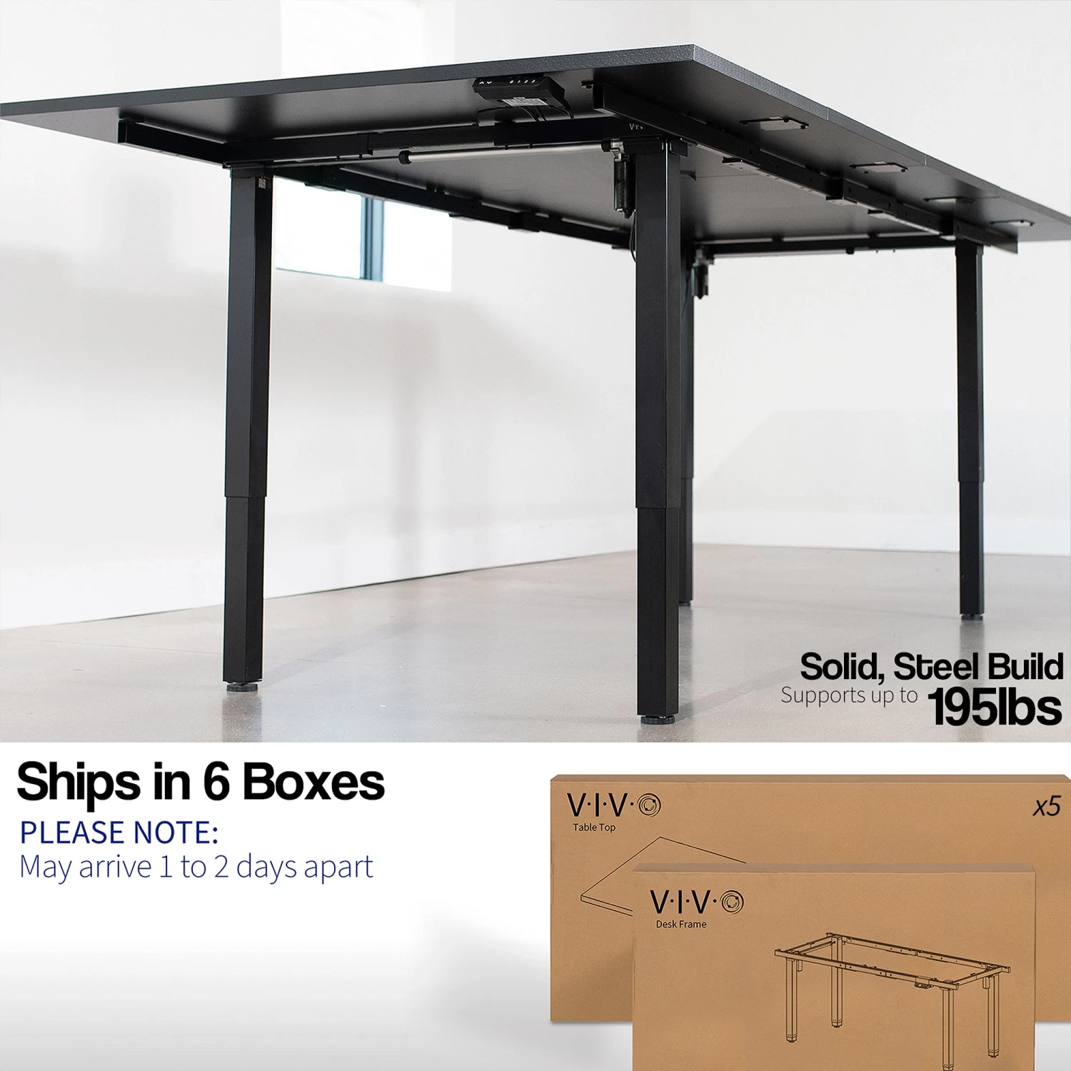 118" X 55" Dual Motor Electric 4-Leg Desk With Square Corner Top - Image 3