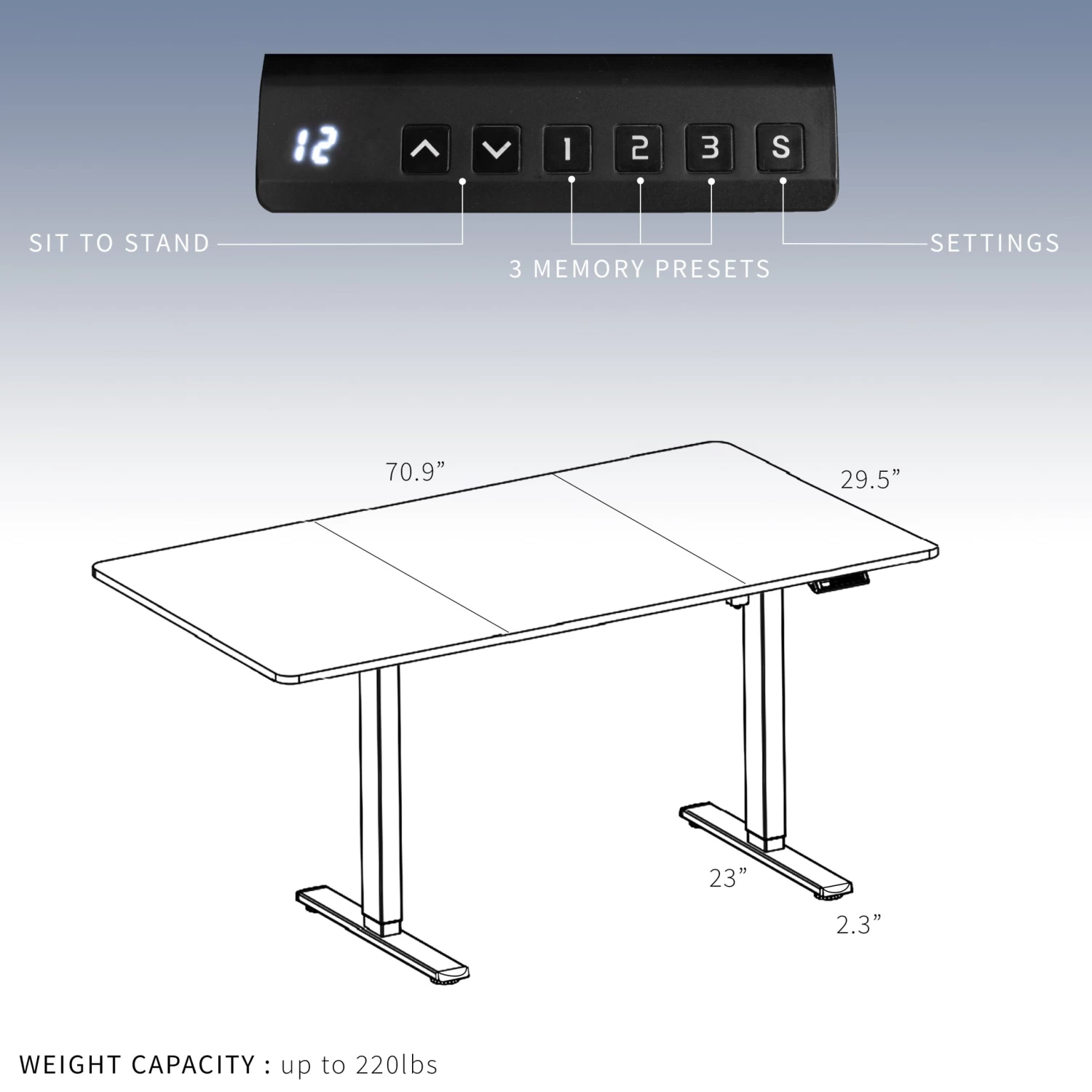 71" X 30" Dual Motor Electric Desk - Image 6