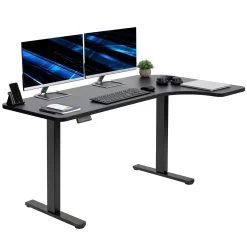 Black 58" X 35" Dual Motor Corner Electric Desk With Push Button Memory Controller