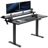 Black 55" X 30" Dual Tier Dual Motor Electric Desk With Push Button Memory Controller