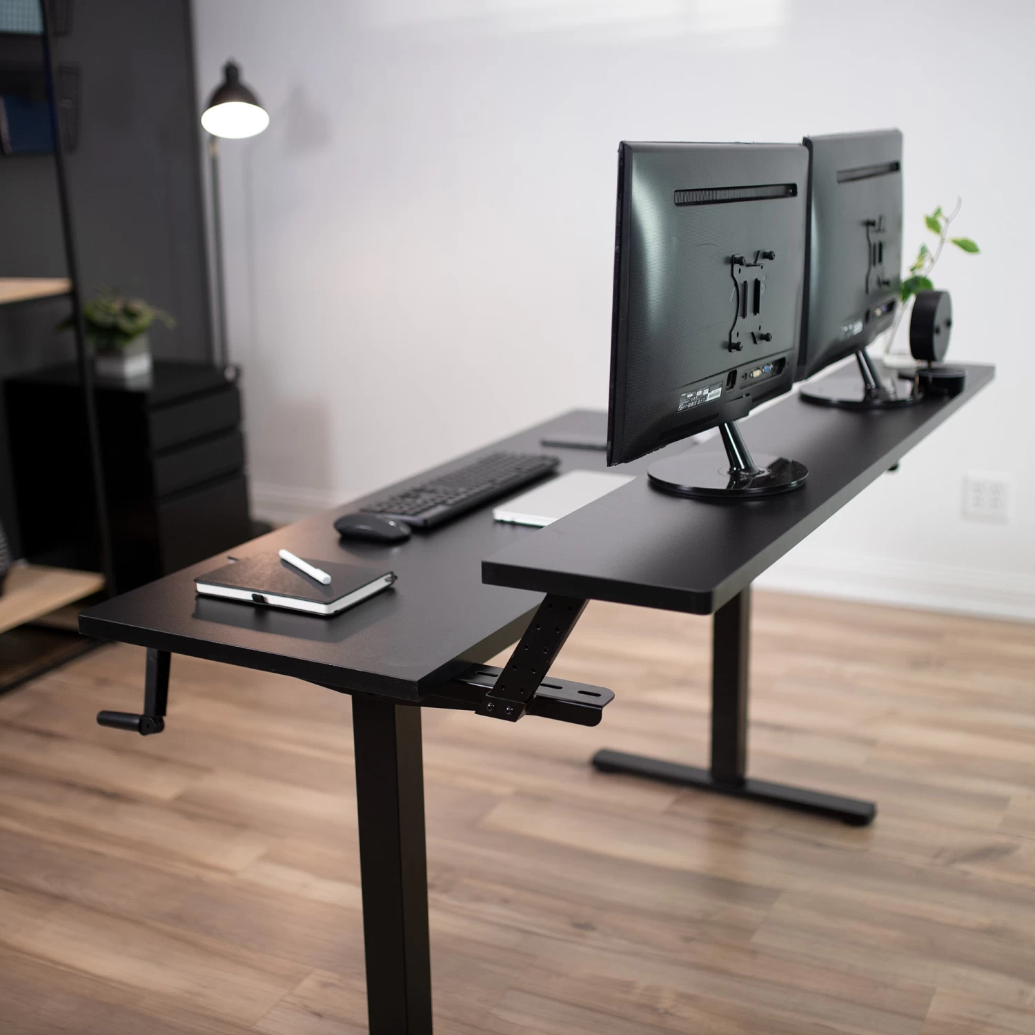 Black 55" X 30" Dual Tier Manual Height Adjustable Desk - Image 9