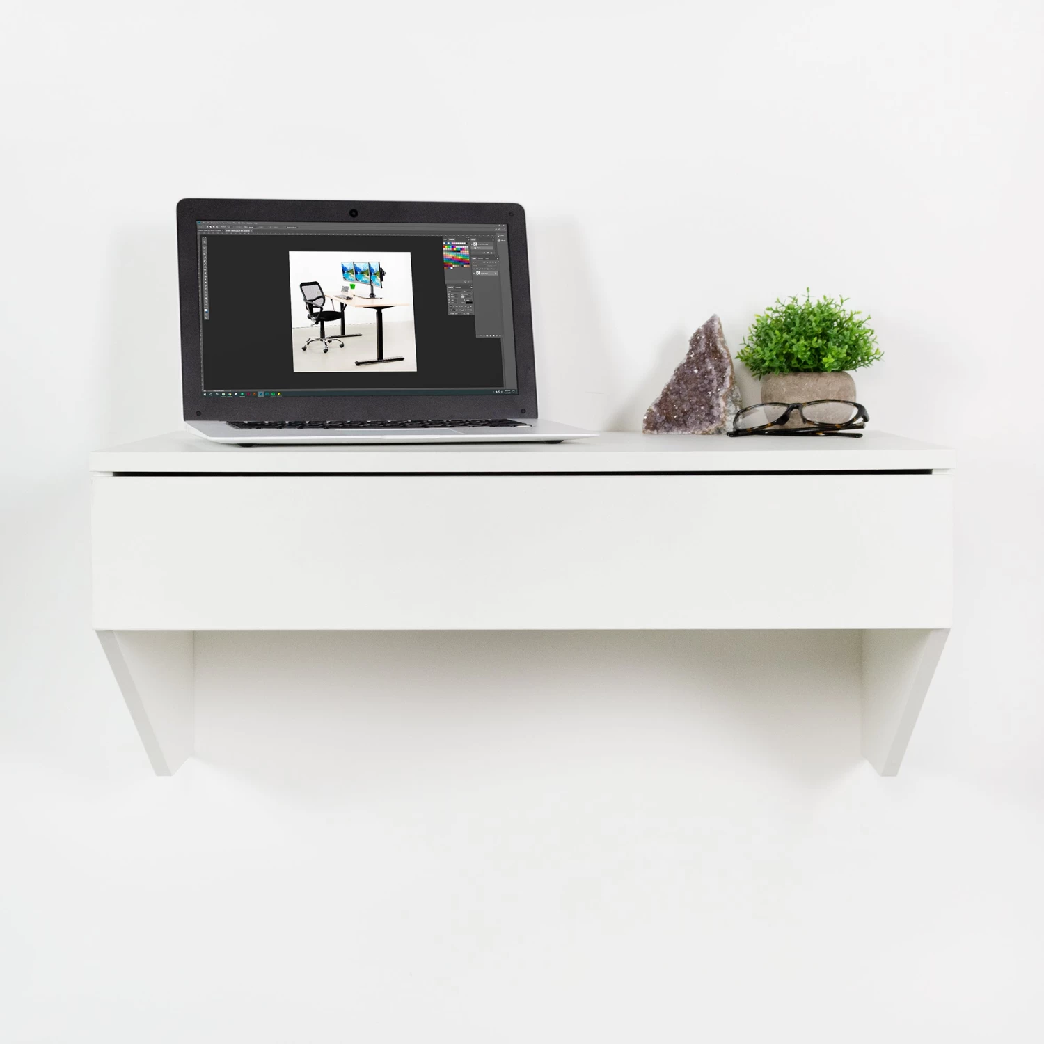 White Wall Mounted 28” Desk With Drawer - Image 9