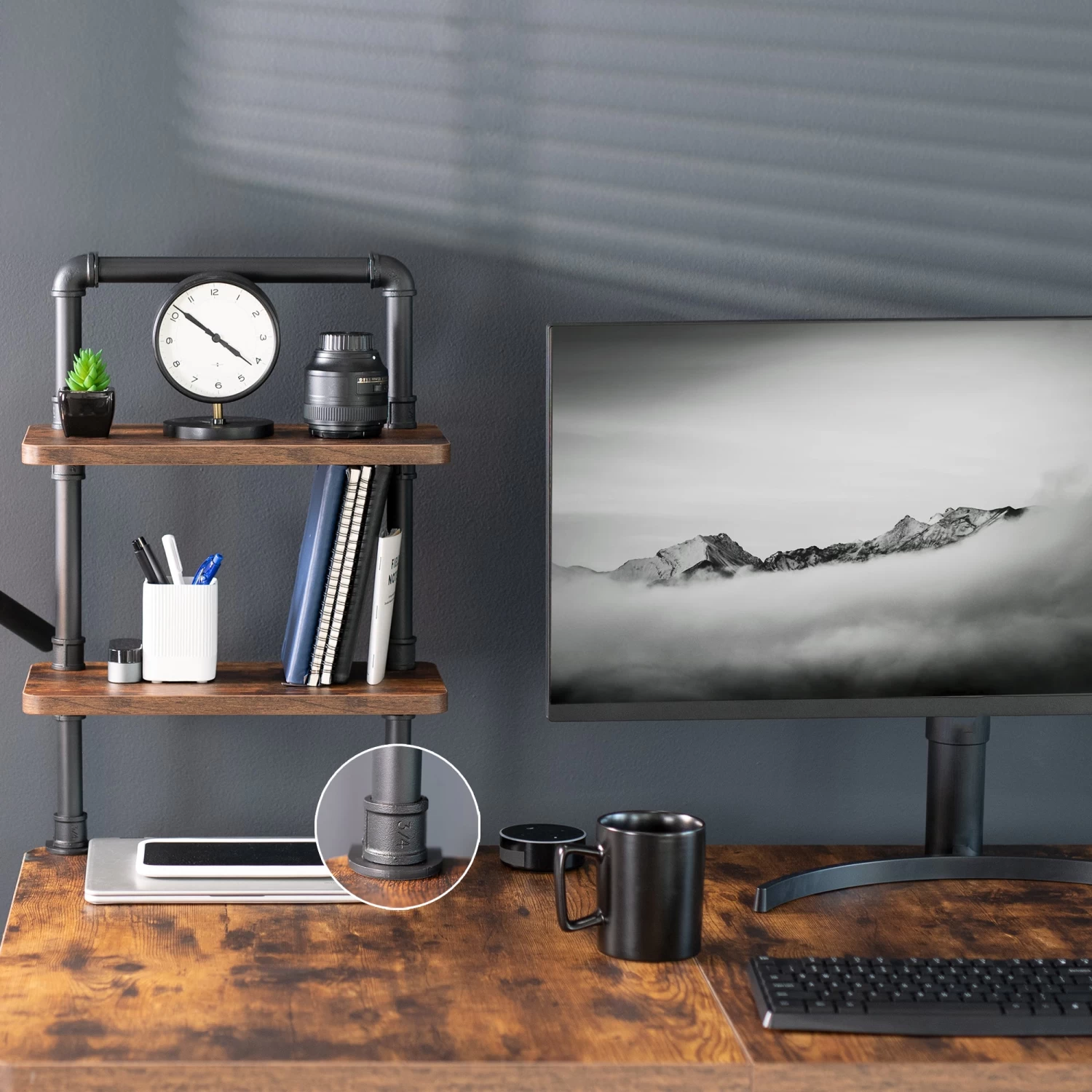 Clamp-on 16" X 8" Industrial Pipe Shelves - Image 9