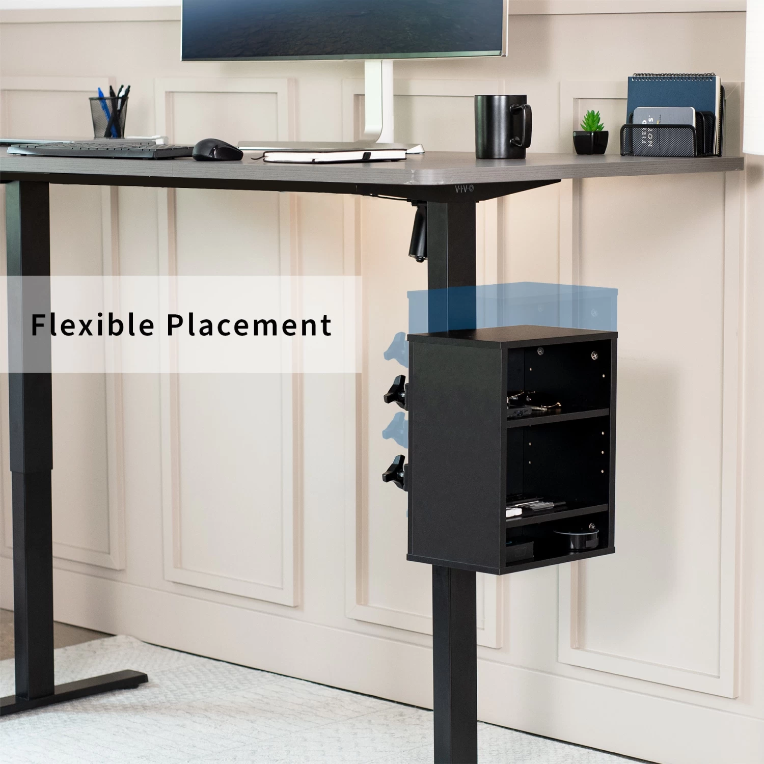 Black Clamp-on Shelving Unit For Desk - Image 9