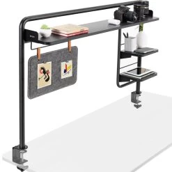 Black 50” Clamp-on Desktop Shelving System
