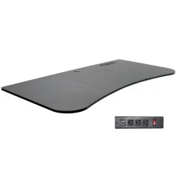 Black 63” X 32” Table Top With Built-in Power Strip