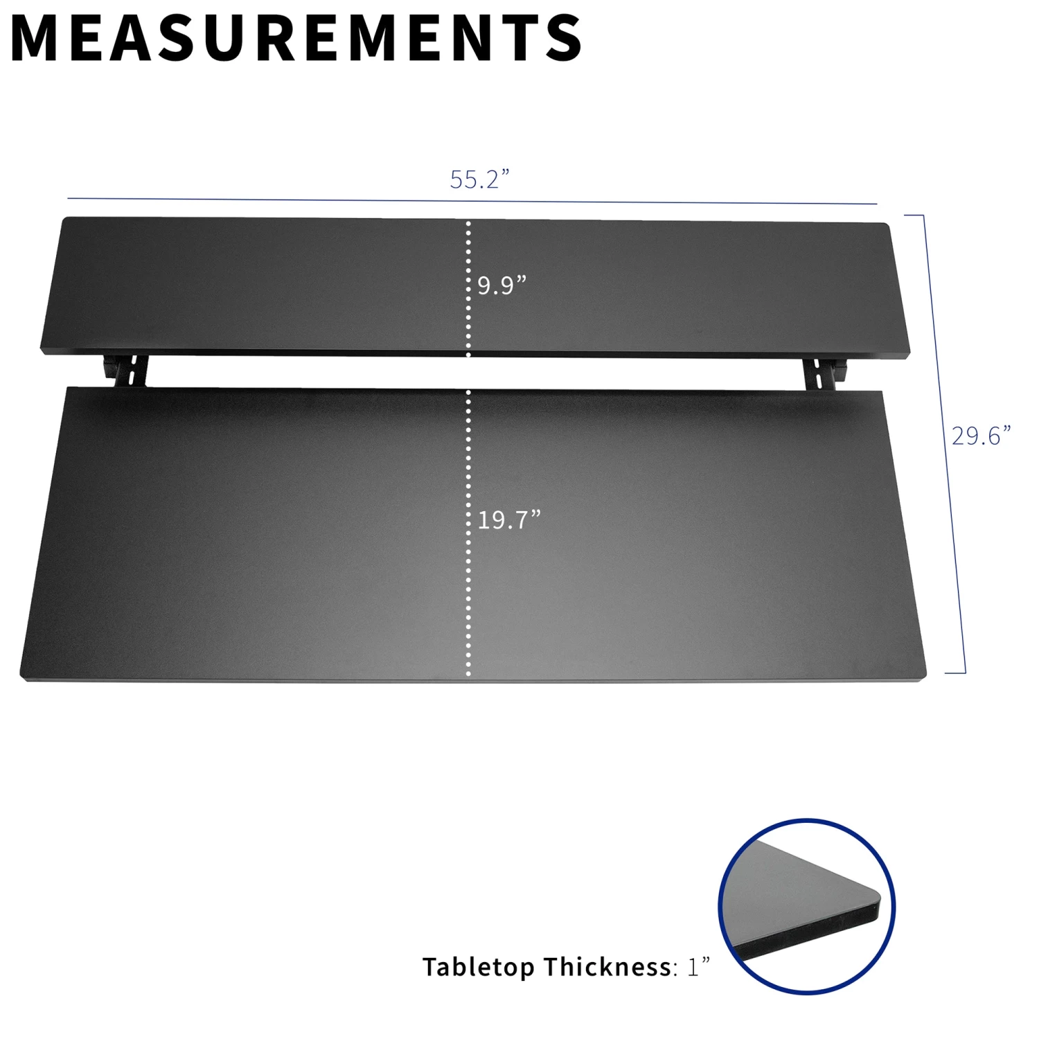 Black 55" X 30" Dual Tier Table Top - Image 4