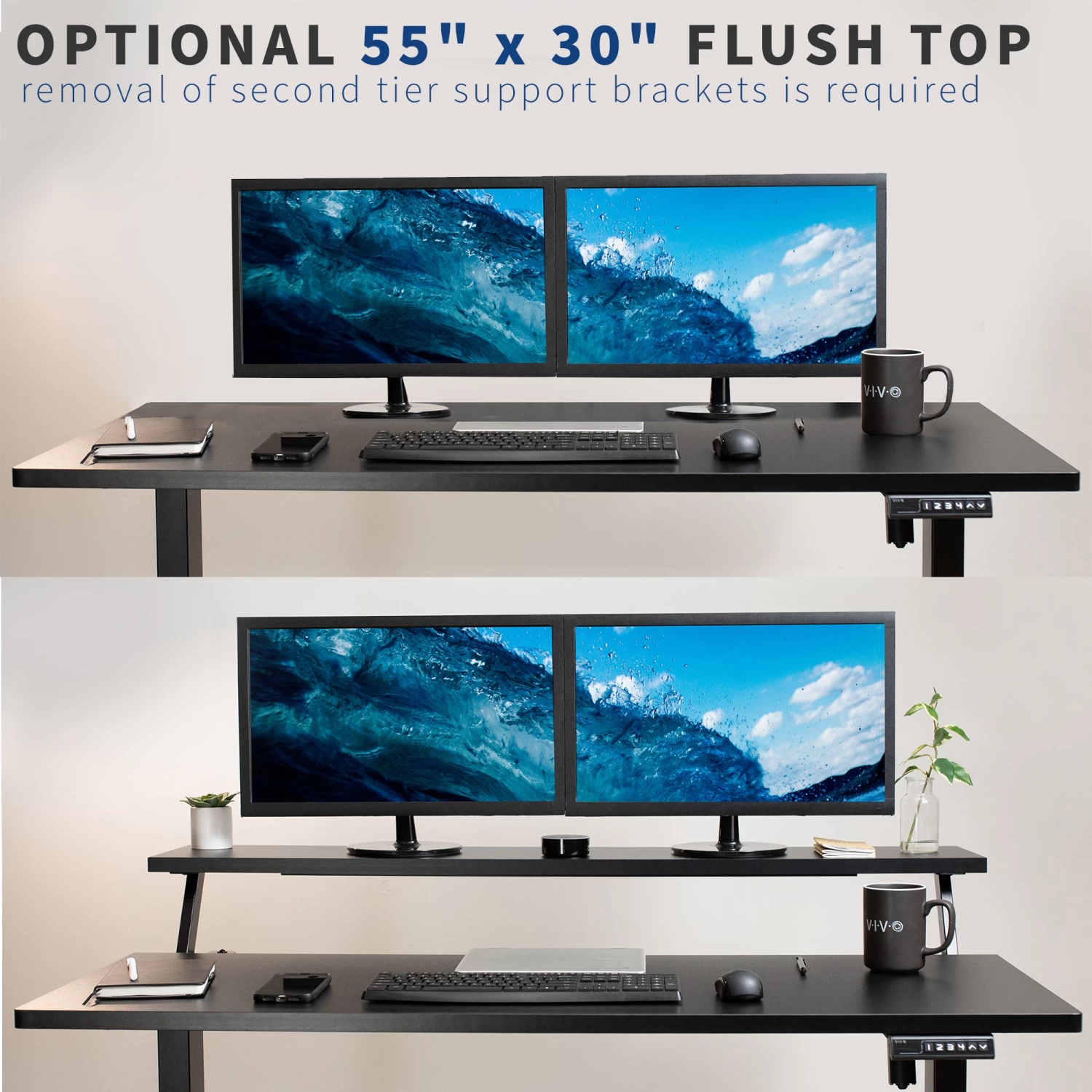 Black 55" X 30" Dual Tier Table Top - Image 6