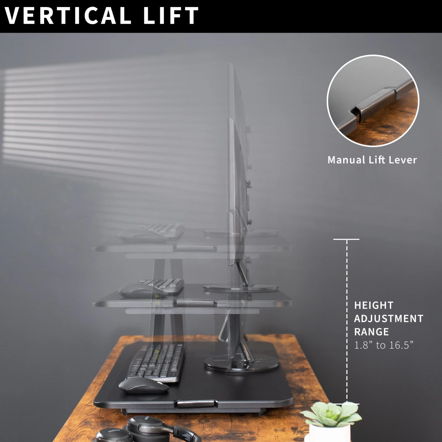 30" Single Top Standing Desk Converter - Image 4