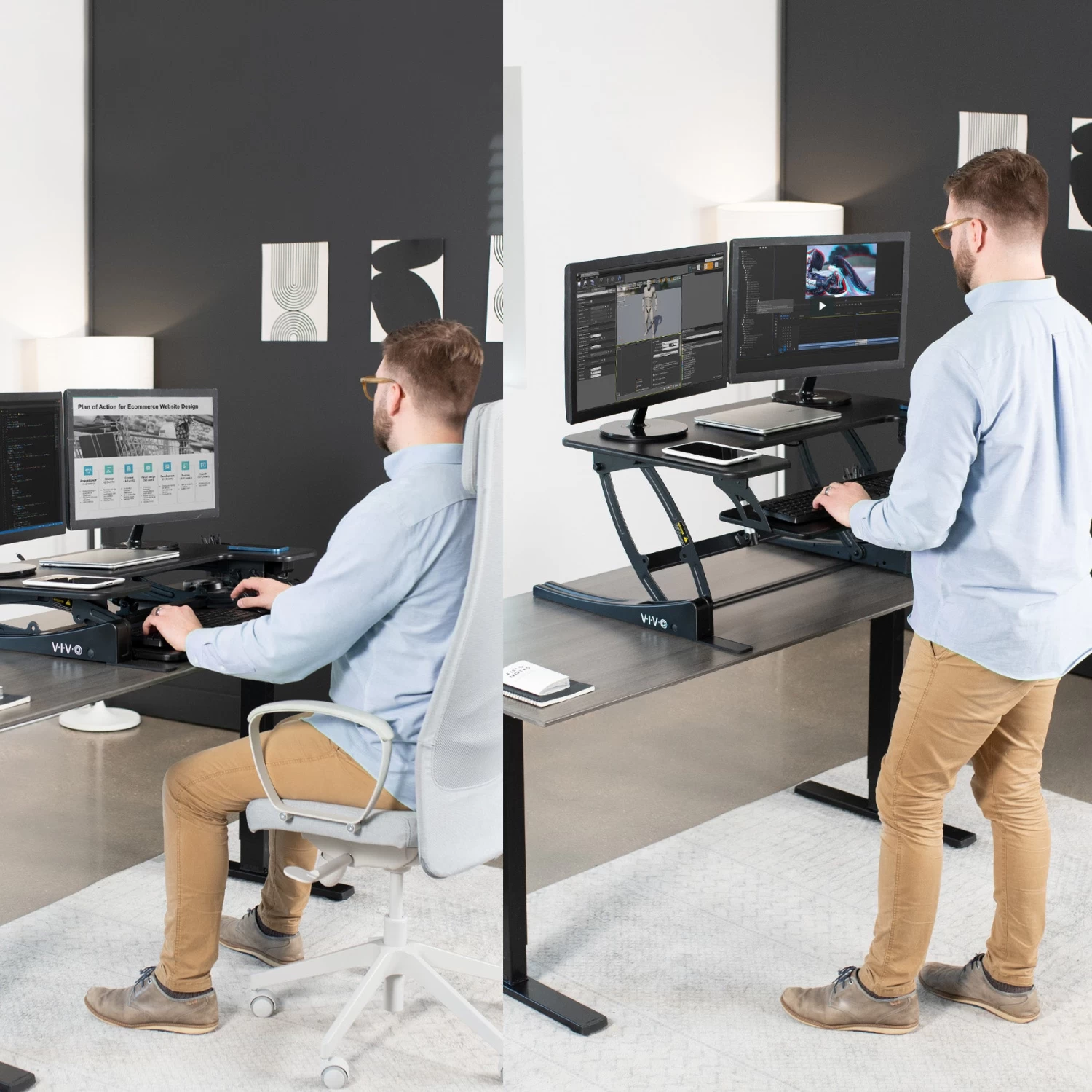 42" Electric Standing Desk Converter - Image 3