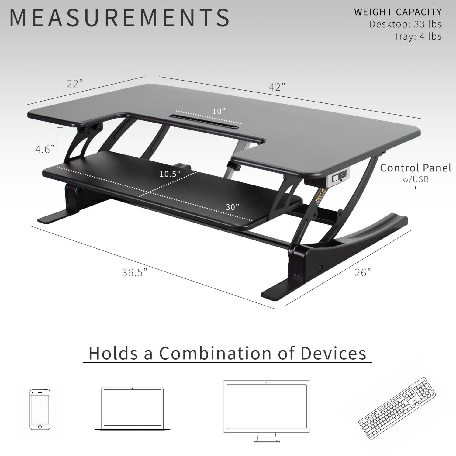 42" Electric Standing Desk Converter - Image 4