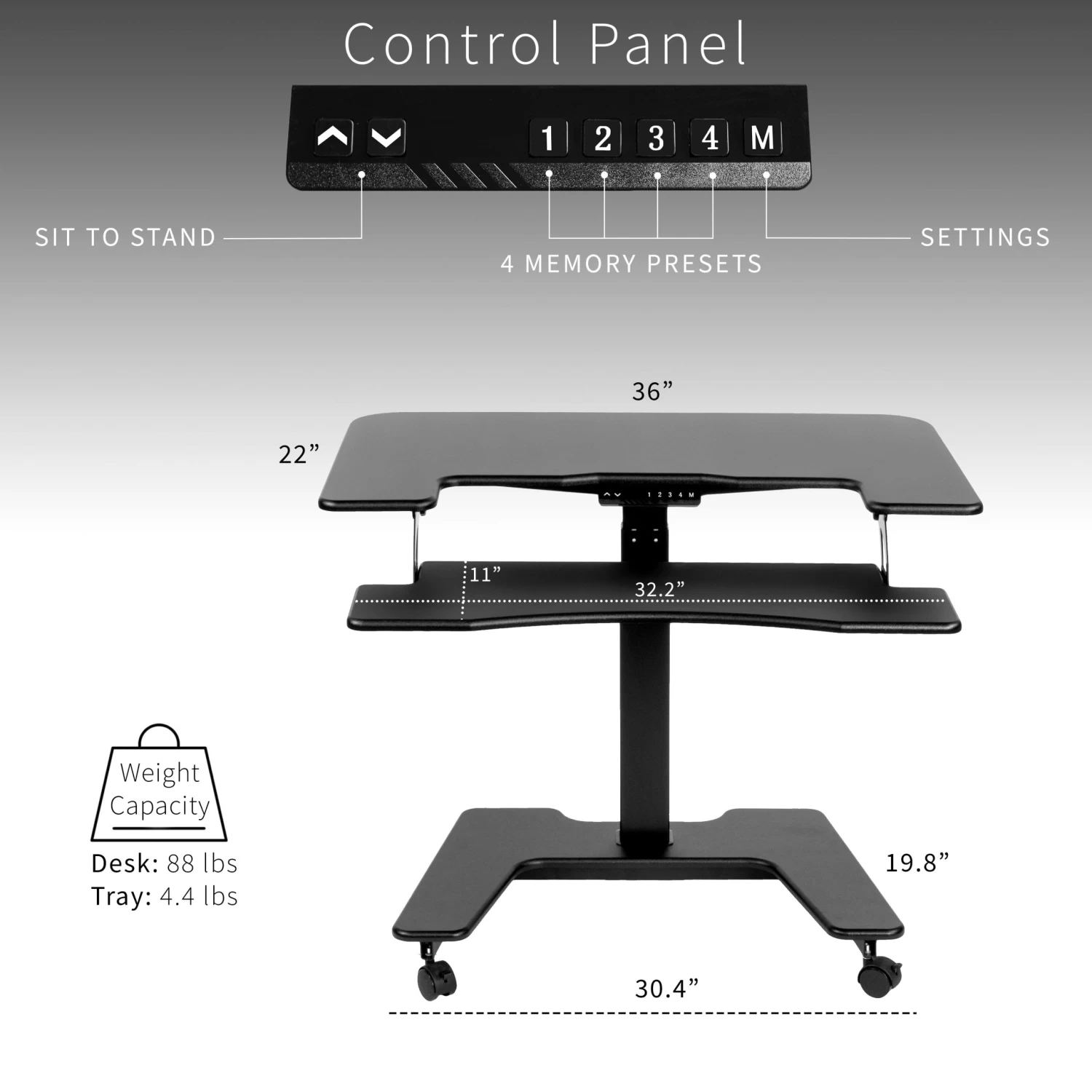 36" Electric Mobile Compact Desk - Image 3