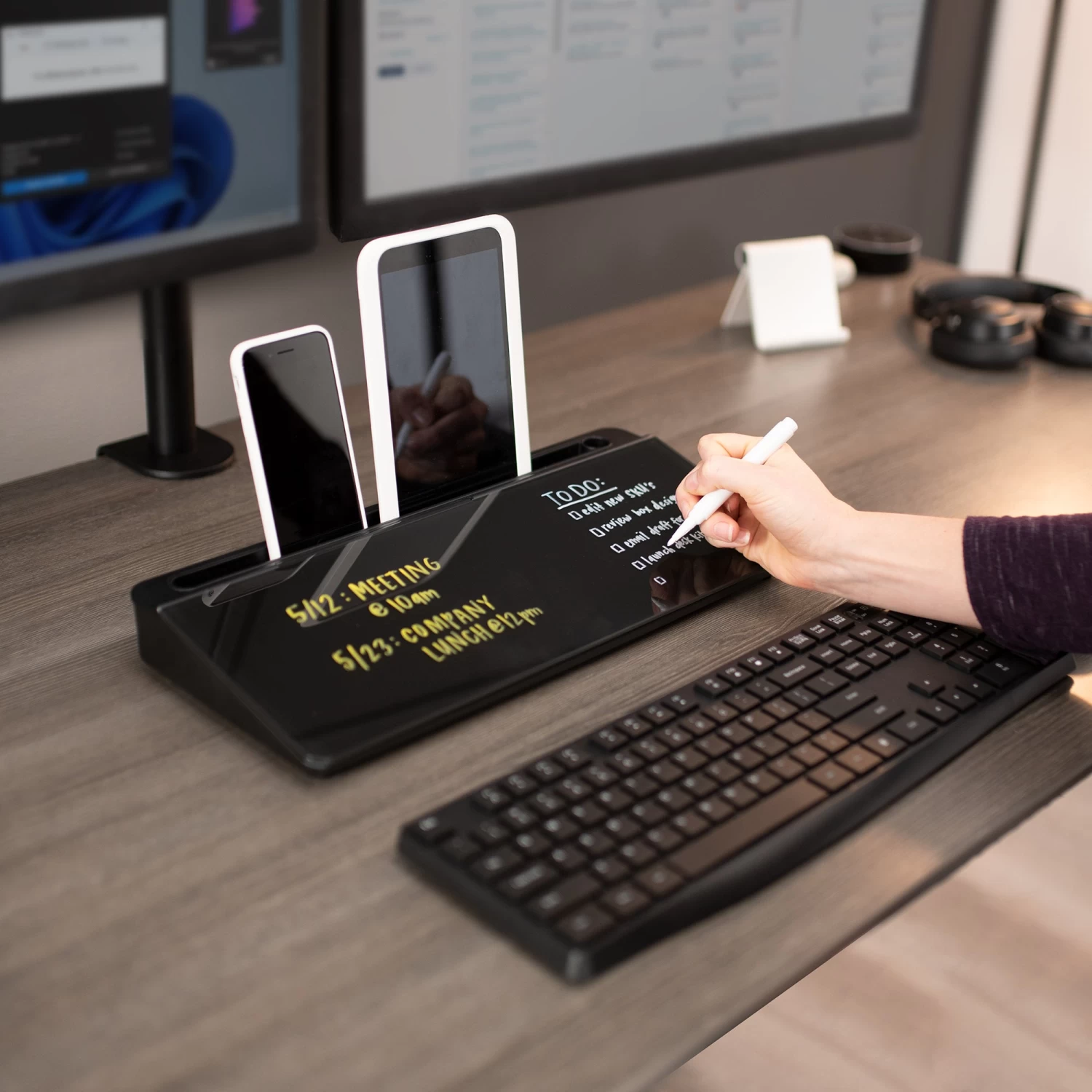 Glass 16" X 7" Desktop Whiteboard With Storage - Image 11