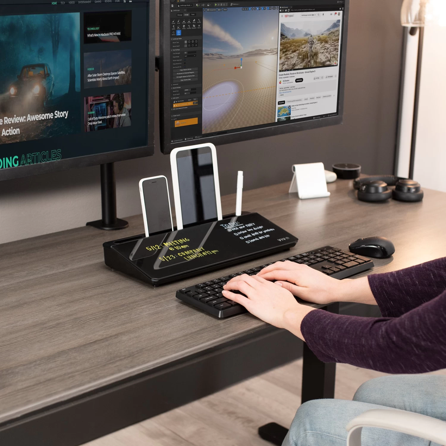 Glass 16" X 7" Desktop Whiteboard With Storage - Image 13