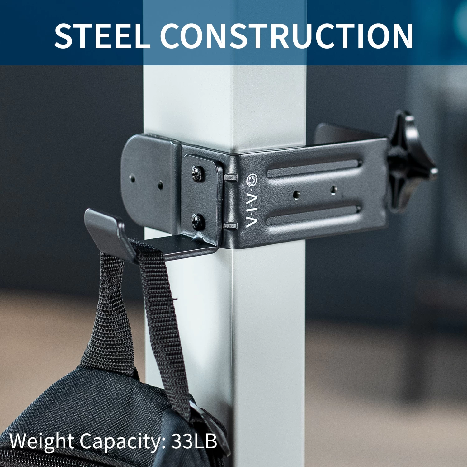 Black Under Desk Leg Clamp Hook - Image 6