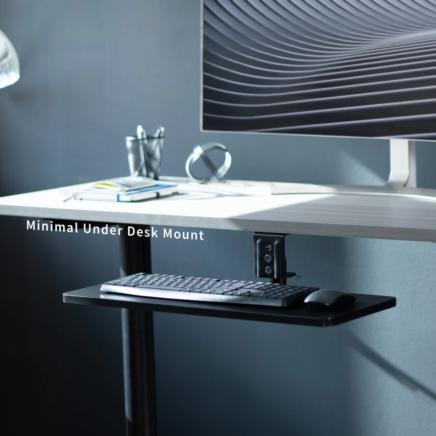 Black Under Desk Rotating Keyboard Tray - Image 2
