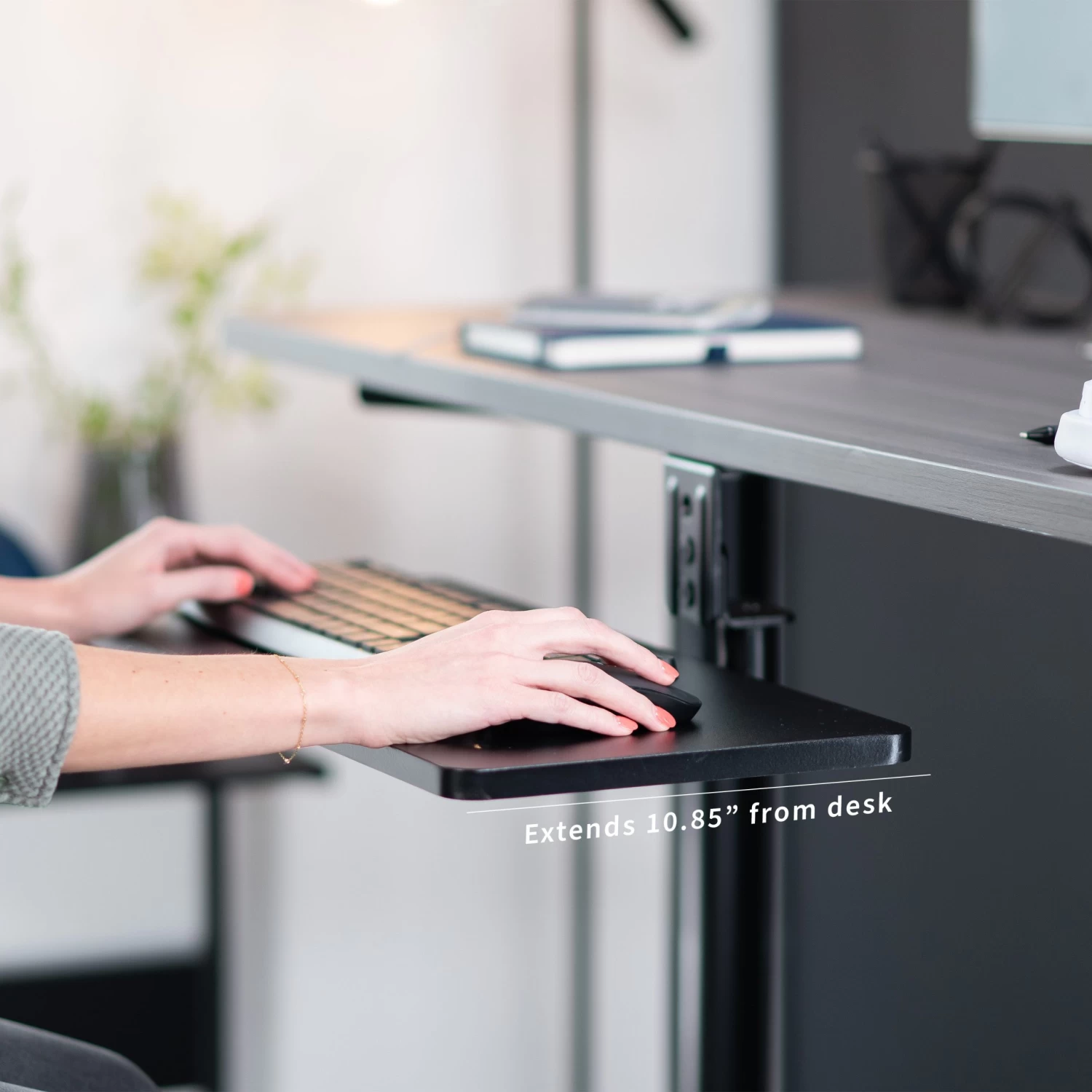 Black Under Desk Rotating Keyboard Tray - Image 3