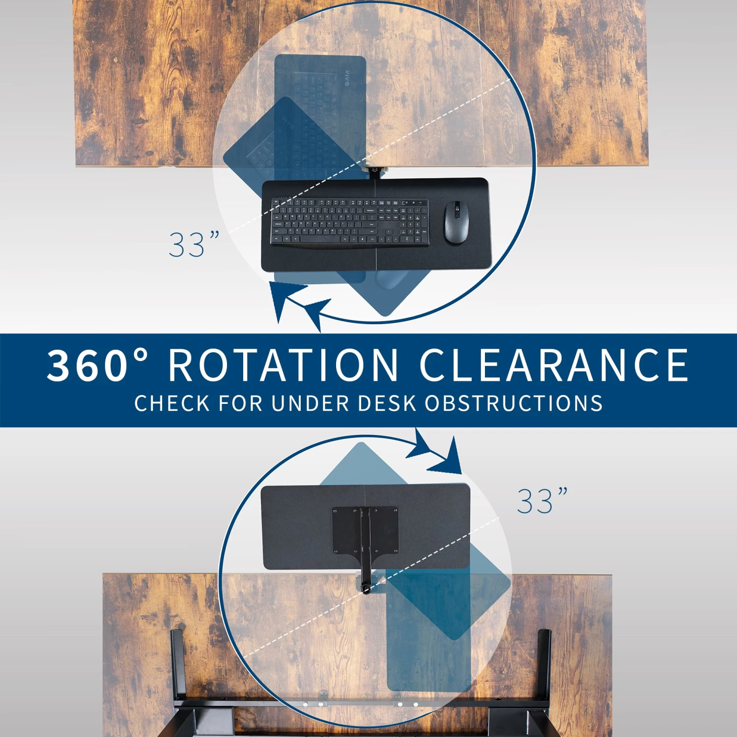 Black Under Desk Rotating Keyboard Tray - Image 5