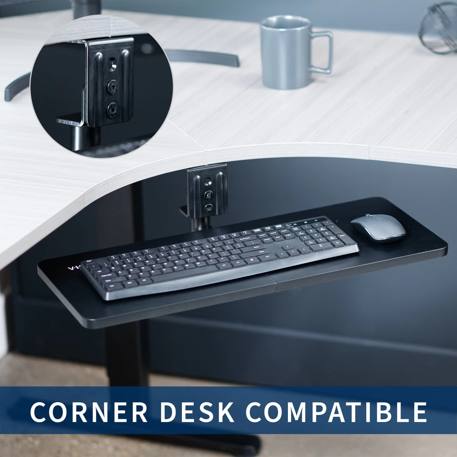 Black Under Desk Rotating Keyboard Tray - Image 8