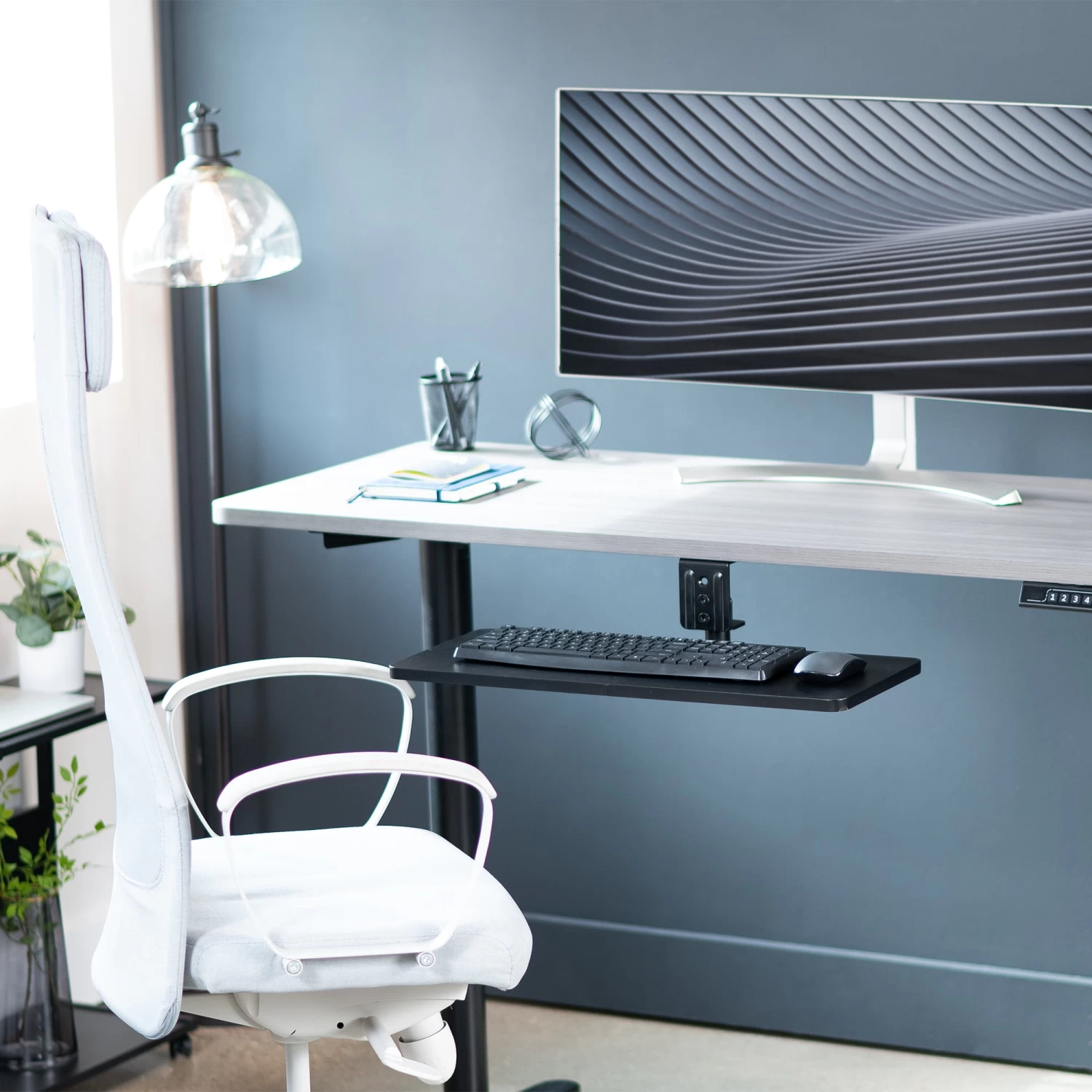 Black Under Desk Rotating Keyboard Tray - Image 9