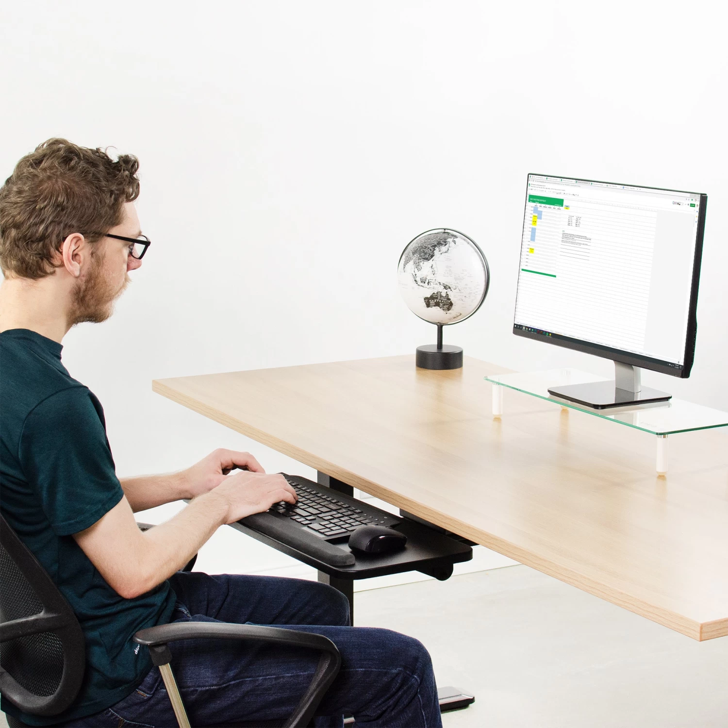 Black Under Desk Keyboard Tray With Spacer Brackets - Image 10