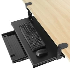 Clamp-on Height Adjustable Keyboard Tray With Pencil Drawer