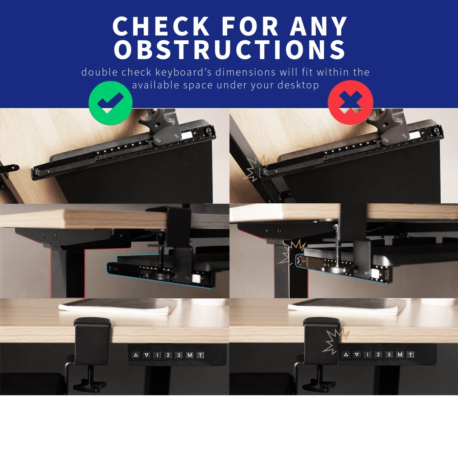 Clamp-on Height Adjustable Keyboard Tray With Pencil Drawer - Image 7