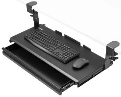 Black Clamp-on Height Adjustable Keyboard Tray With Drawer